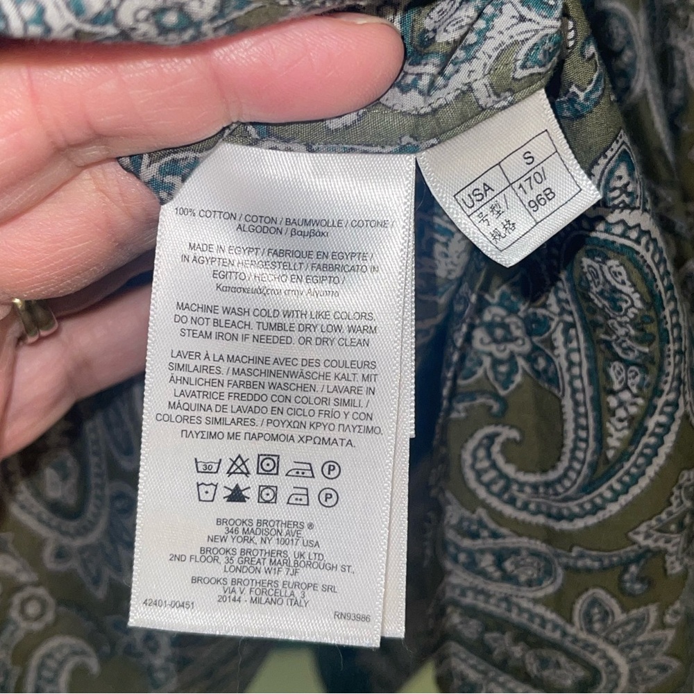 Brooks Brother Red Fleece Cotton, paisley print dress shirt. Size small. GUC - Picture 7 of 7